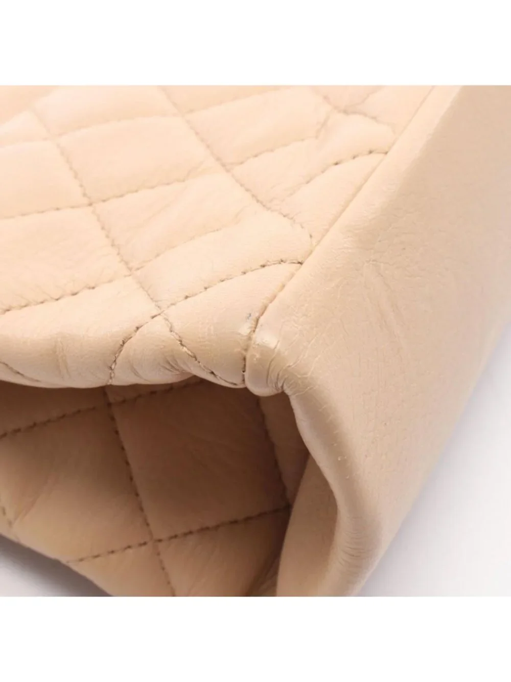 Chanel Shoulder Bag Quilted Beige Lambskin Chain